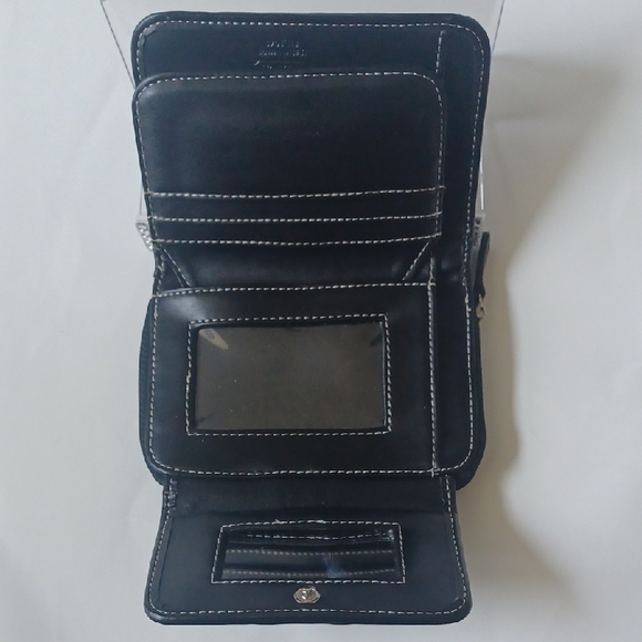 Coach Black and Silver Compact Wallet with Flap Closure - Picture 3 of 12